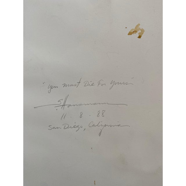Gary Hansmann, Modern Figurative Surrealism Watercolor, Drawing - "You Must Die For Yours", 1988 For Sale In Miami - Image 6 of 8