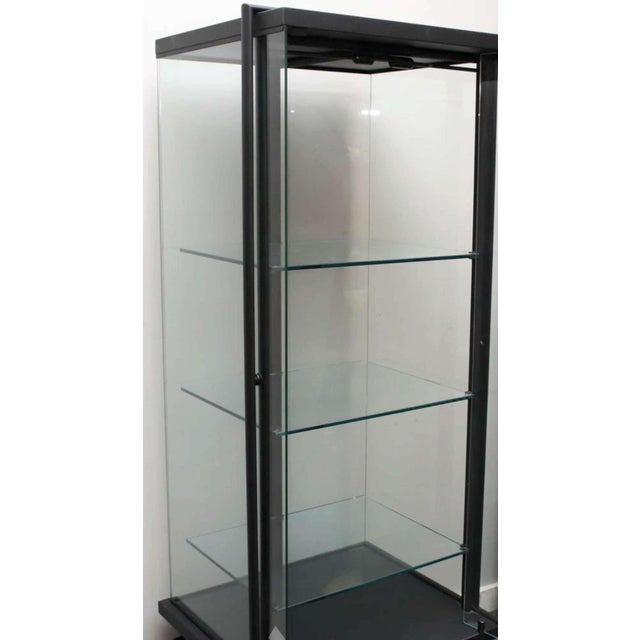 Postmodern Vintage Black Metal Frame Glass Display Case For Sale - Image 3 of 5