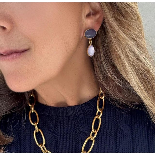 Purple Jade is paired with a rose doublet for this post earring