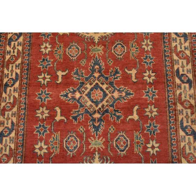 2020s Kazak Rug 4′ X 5’4” Red Wool Tribal Hand-Knotted Oriental Carpet For Sale - Image 5 of 12