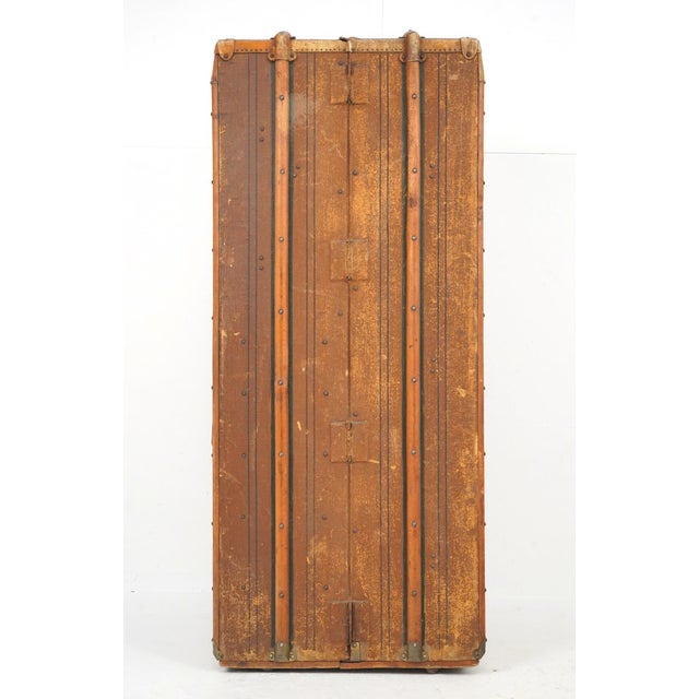 Antique Wood Arched Steamer Wardrobe Trunk For Sale - Image 13 of 16