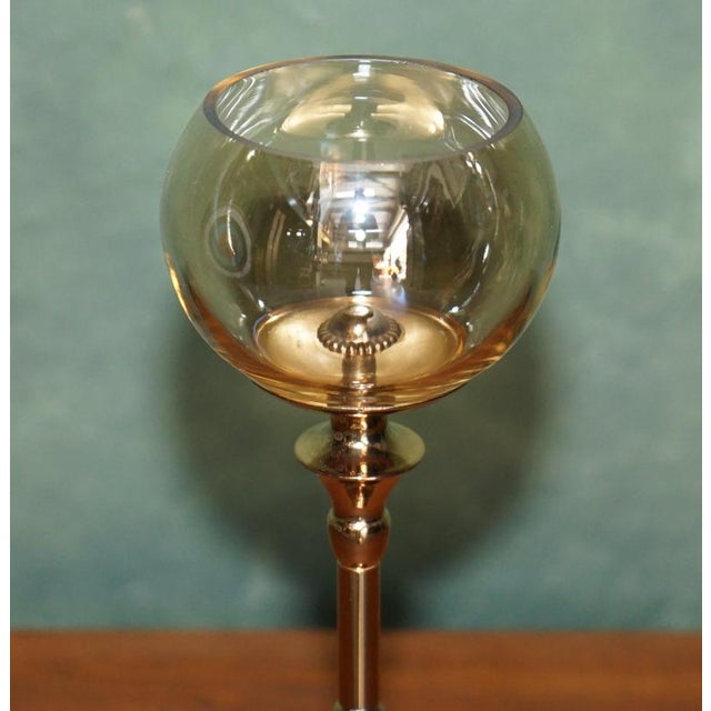 Brass Finish an Glass Candleholders, Set of 4 For Sale - Image 14 of 17