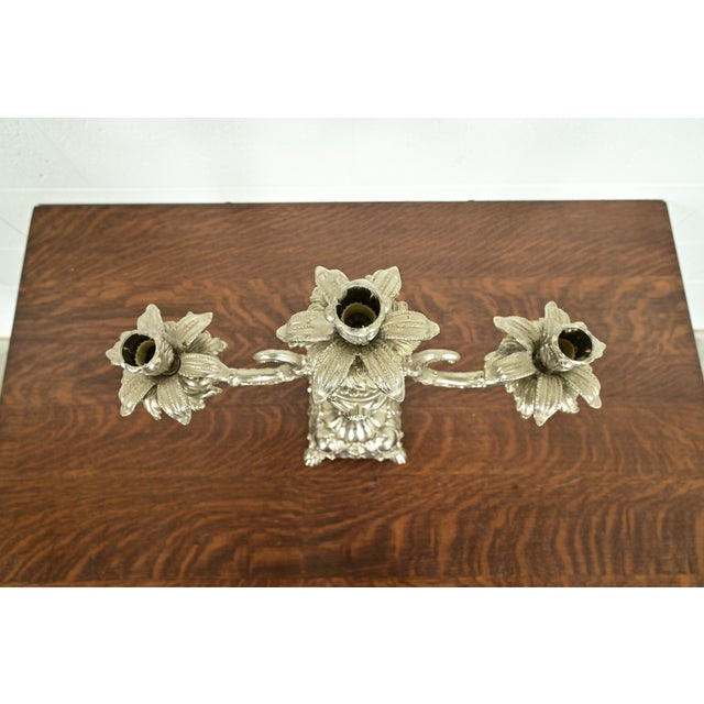 Tiffany and Co. Tiffany & Co. Style Antique Victorian Silverplate Three-Light Candelabra For Sale - Image 4 of 12