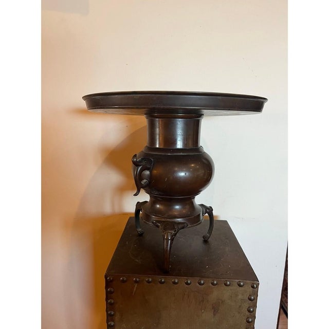Antique Japanese Meiji Bronze Elephant Censer Pedestal Table For Sale - Image 13 of 14