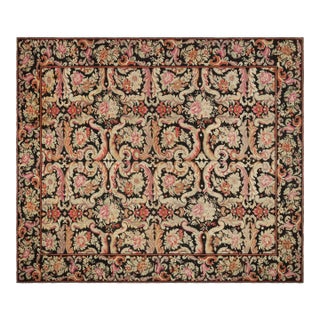 Early 20th Century Russian Bessarabian Floral Handmade Wool Rug For Sale