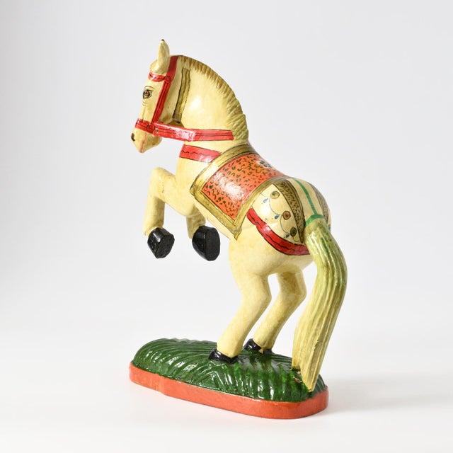 Vintage Hand-Painted Indian Horse Figurine, 1990s For Sale - Image 4 of 9