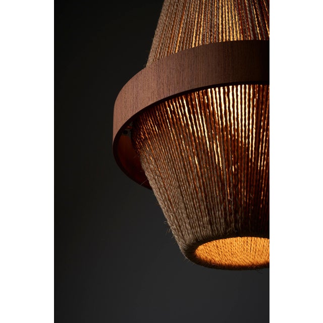 Teak & Rope Pendant by Ib Fabiansen for Fog & Mørup, 1960s For Sale - Image 9 of 10