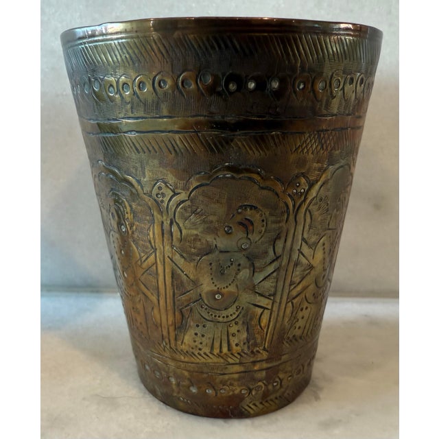 Pair of Vintage Handmade Brass Lassi Cups For Sale - Image 4 of 10