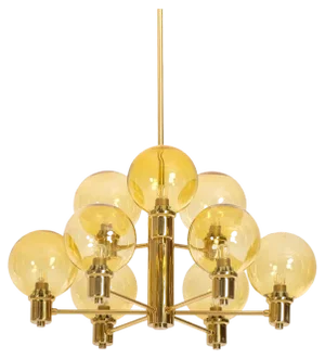 Brass and Glass Chandelier, Sweden, 1960s