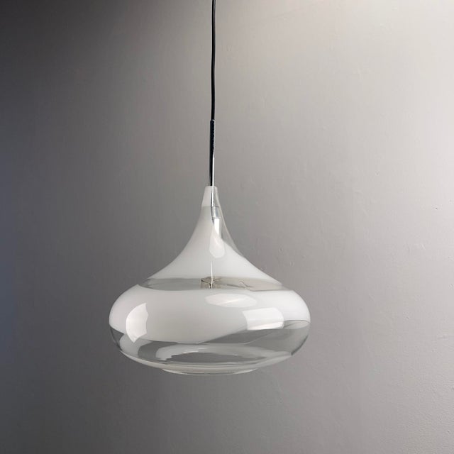 Space Age Pendant Light with Mouth-Blown Glass from Doria Leuchten, 1970s For Sale - Image 9 of 9