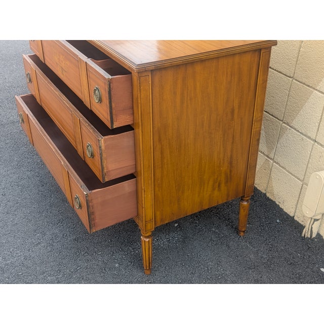 White Furniture Vintage Hepplewhite Mahogany Commode Chest of Drawers With Stenciling For Sale - Image 4 of 14