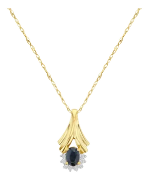 Oval Sapphire Diamond Pendant 1.07cttw 14k Yellow Gold 16"