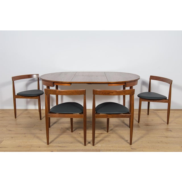 Black Mid-Century Teak Dining Table and Chairs by Hans Olsen for Frem Røjle, Denmark, 1950s, Set of 5 For Sale - Image 8 of 18