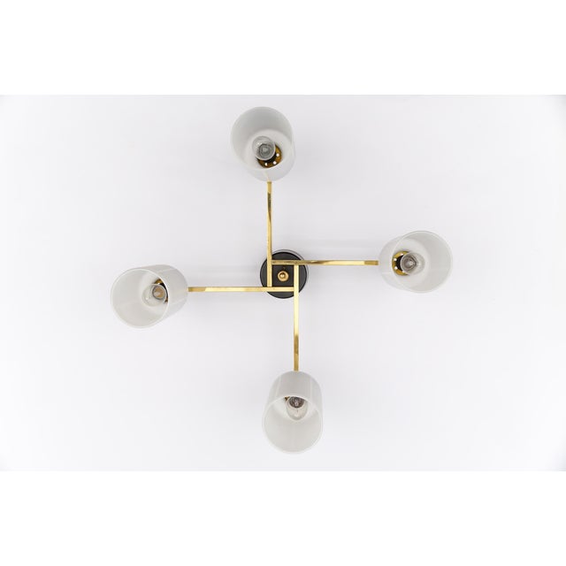 Mid-Century Modern Four-Armed Brass and Glass Lamp, 1950s For Sale - Image 10 of 13