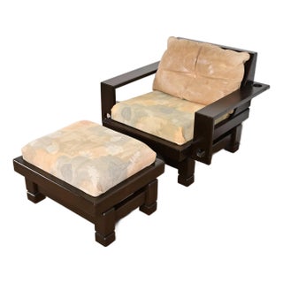 Klaus Rausch Mid-Century Brutalist Geometric Lounge Chair and Ottoman, 1960s For Sale