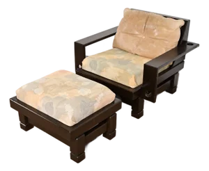 Klaus Rausch Mid-Century Brutalist Geometric Lounge Chair and Ottoman, 1960s