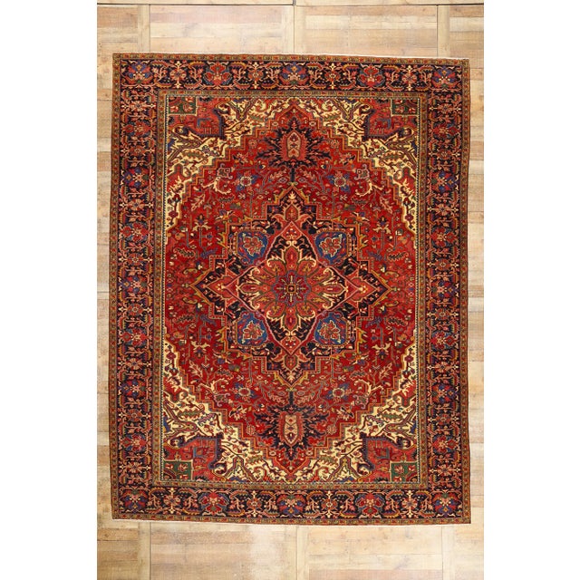 Vintage Persian Heriz Rug - 09'11 X 13'00 For Sale - Image 9 of 9