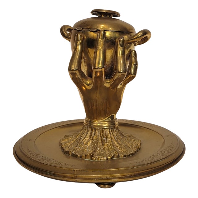 20th Century Inkwell Hand of Glory in Gilt Bronze, France, 1890s For Sale
