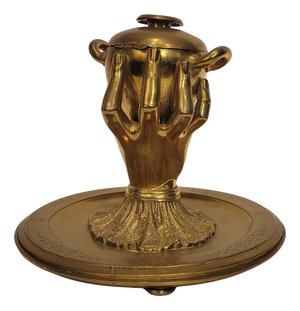 20th Century Inkwell Hand of Glory in Gilt Bronze, France, 1890s