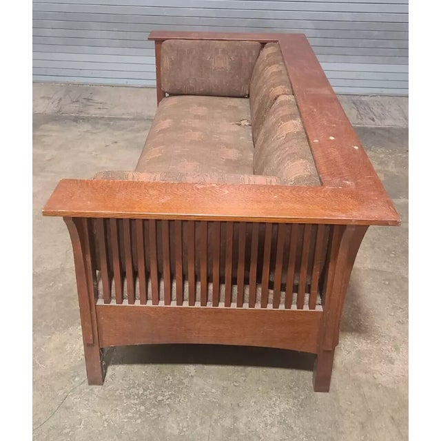 Late 20th Century Stickley Oak Mission Arts & Craft Prairie Sofa For Sale In Cleveland - Image 6 of 10