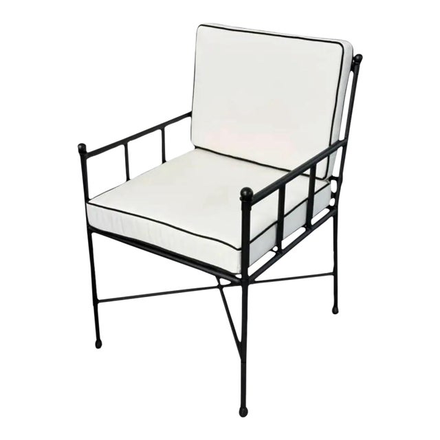 Classic Campaign-Style Wrought Iron Lounge Armchair For Sale