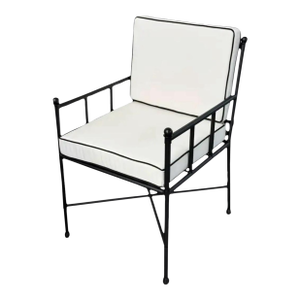 Classic Campaign-Style Wrought Iron Lounge Armchair