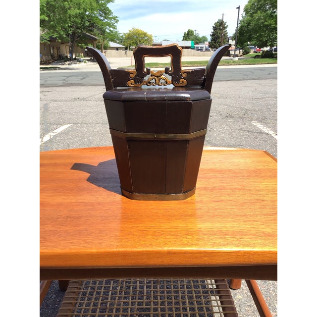 Early 20th Century Early 20th Century Mid-Century Modern Hand-Carved Teapot Caddy With Brass Hardware For Sale - Image 5 of 12
