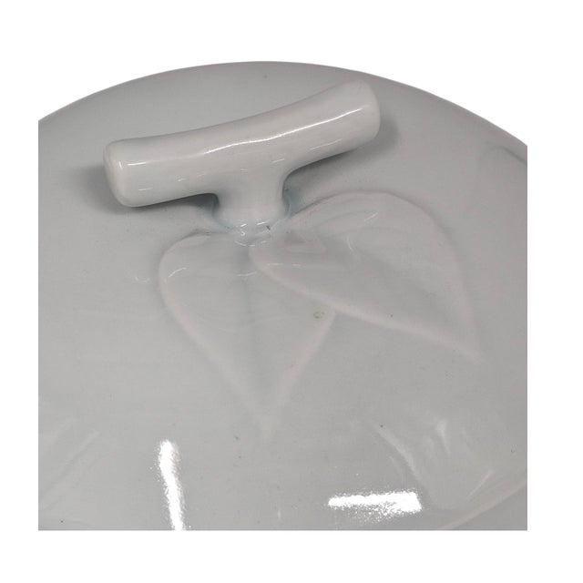 Blue Set of 2 Vintage Korean Celadon Lidded Serving Bowls With Grapevine and Leaf Relief For Sale - Image 8 of 10