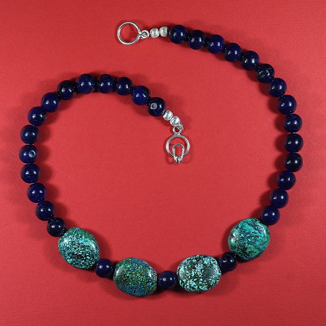 Ajd 17 Inch Blue Agate and Turquoise Nugget Great Gift For Sale In Raleigh - Image 6 of 6