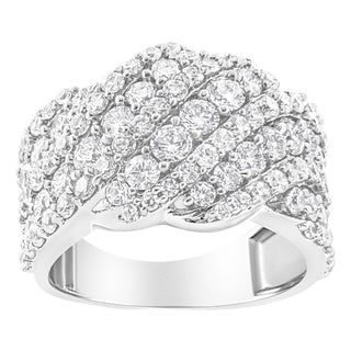 10K White Gold 3.00 Cttw Diamond Multi Row Cluster Band Ring (I-J Color, I3 Clarity) - Size 7 For Sale
