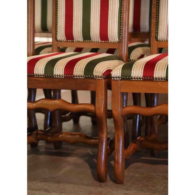 Wood Set of Six French Louis XIII Style Beech Dining Chairs With Os De Mouton For Sale - Image 7 of 13