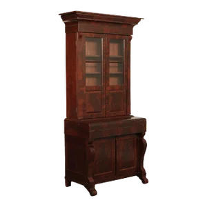 Antique 19th C. American Classical Empire Mahogany Secretary Desk Bookcase