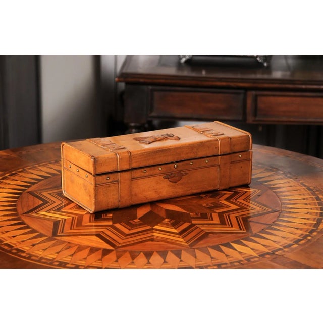 French 19th Century Cherry and Brass Glove Box with Low-Relief Carved Motifs For Sale In Atlanta - Image 6 of 12