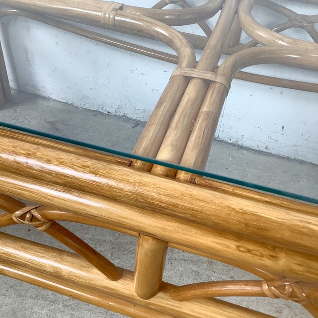 Vintage Rattan Coffee Table — Bamboo Arch Apron For Sale - Image 12 of 18