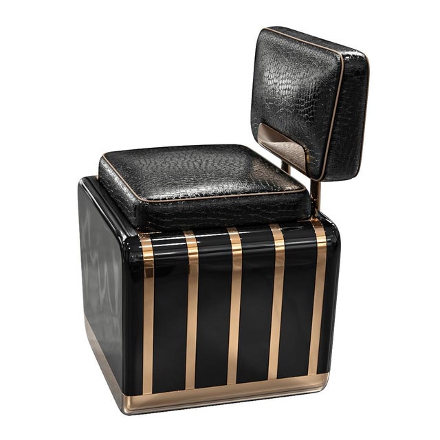 Art Deco "Perla Xciii" Chair With Stainless Steel, Bronze Details, Handmade For Sale - Image 3 of 6