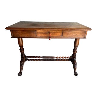 19th Century Antique English Trestle Base Table Writing Desk For Sale