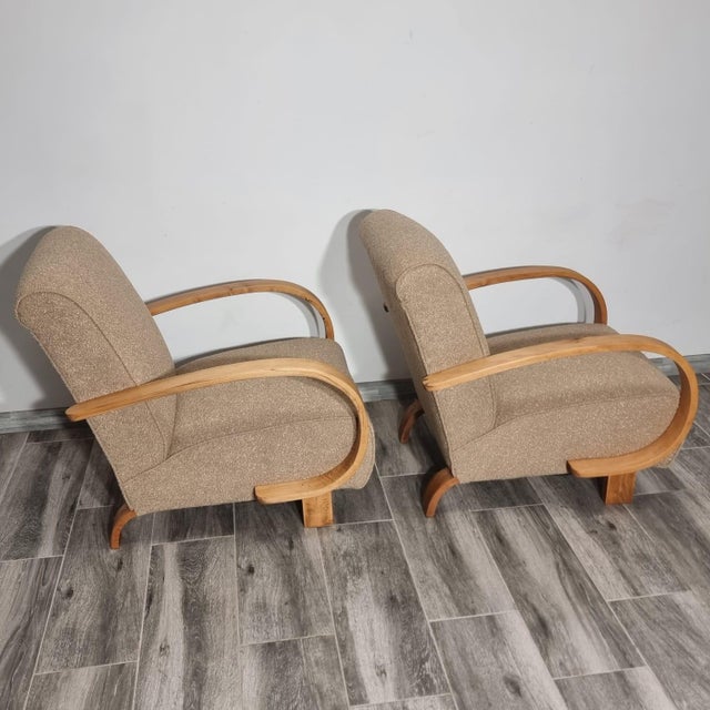 Wood Art Deco Lounge Chairs by Jindřich Halabala, 1950s, Set of 2 For Sale - Image 7 of 17