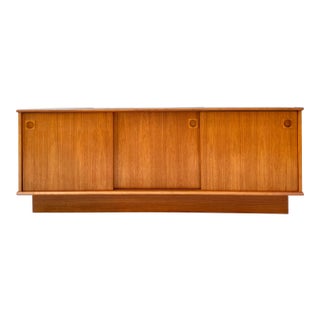 Dyrlund Mid-Century Modern Danish Sliding Door Cabinet Sideboard For Sale