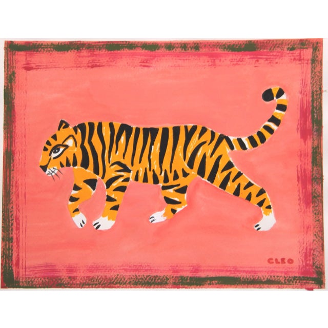 Cleo Plowden Leopard on Sky Blue Expressionist Pop Art Original Painting by Cleo Plowden For Sale - Image 4 of 5