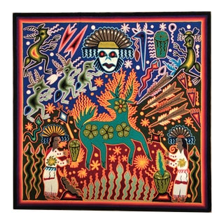 Late 20th Century Mexican Folk Art Huichol Yarn Art For Sale