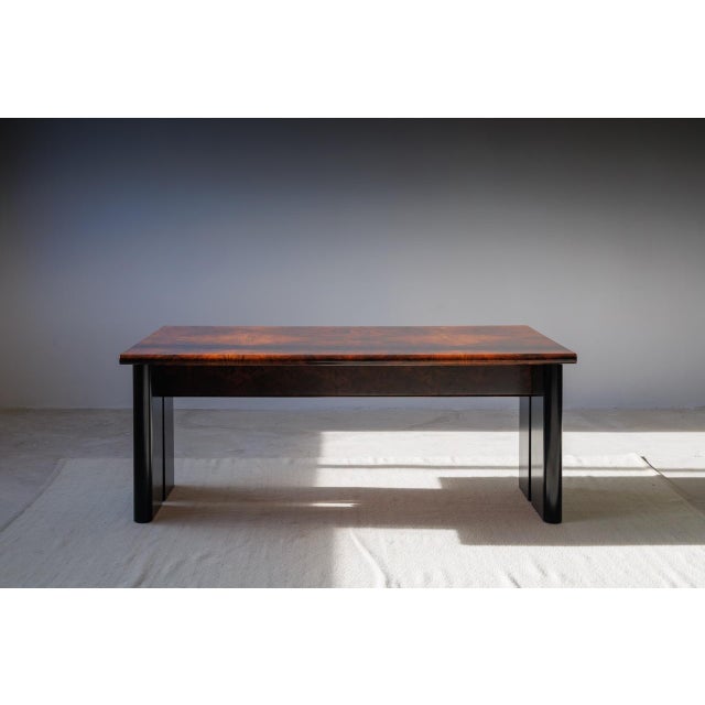 Brown Burlwood Executive Desk, 1980s For Sale - Image 8 of 9