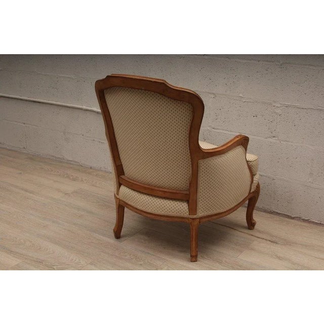 1980s Vintage French Louis XV Style Walnut Armchair For Sale - Image 4 of 7