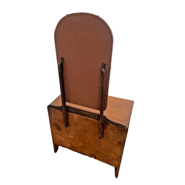 Wood Vintage Art Deco Style Dresser Chest Two Drawers, Waterfall Top, Mirror For Sale - Image 7 of 14