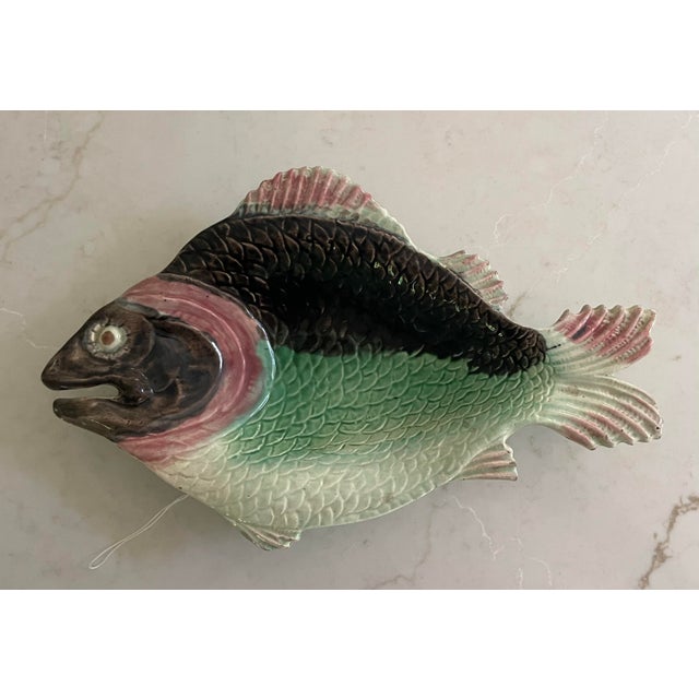 French Antique Majolica Fish Plate For Sale - Image 10 of 10