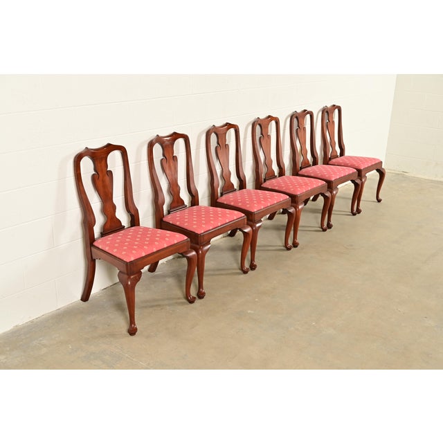 Henkel Harris Queen Anne Solid Cherry Wood Dining Chairs, Set of Six For Sale - Image 13 of 13
