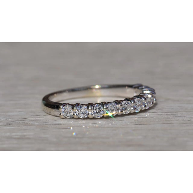 Metal The Belarose: Ladies 14K White Gold Shared Prong Diamond Wedding Band For Sale - Image 7 of 10