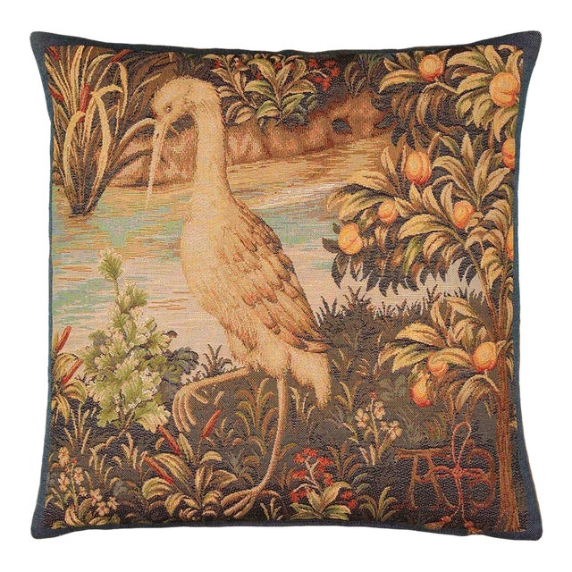 Heron Tapestry Cushion With Feather Filler - 46x46cm (18"x18") For Sale