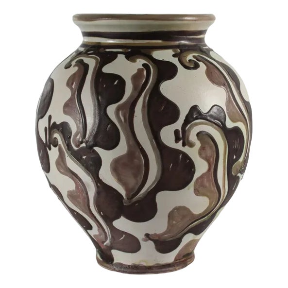 Large Ceramic Vase with Abstract Pattern by Herman A. Kähler, 1920s For Sale