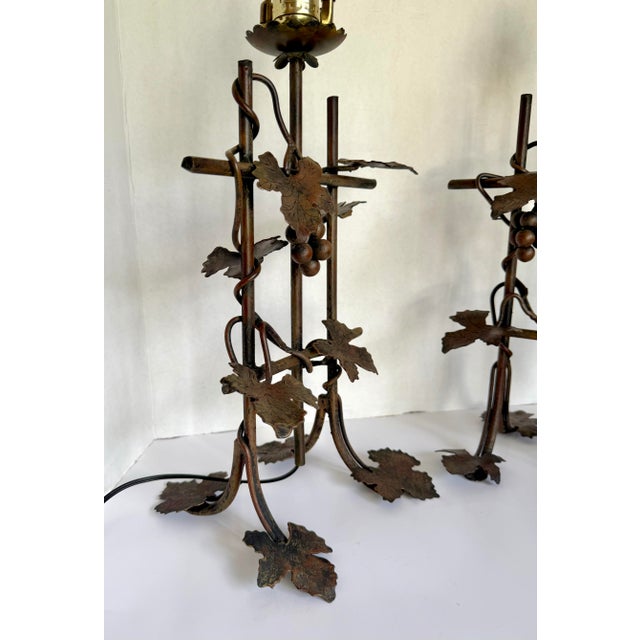 Late 20th Century Pair of Iron Metal Grapevine Wine-Inspired Table Lamps For Sale - Image 5 of 10