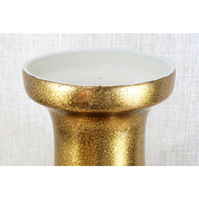 24" Tall Vintage Gold Gilt Vase With Good Luck Cranes Chairish